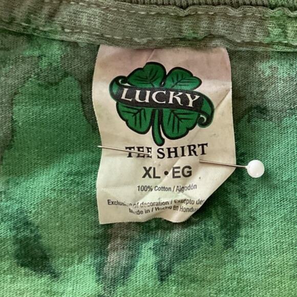 Lucky Tee Shirt Tie Dye Green Clover Adult XL - Picture 4 of 7